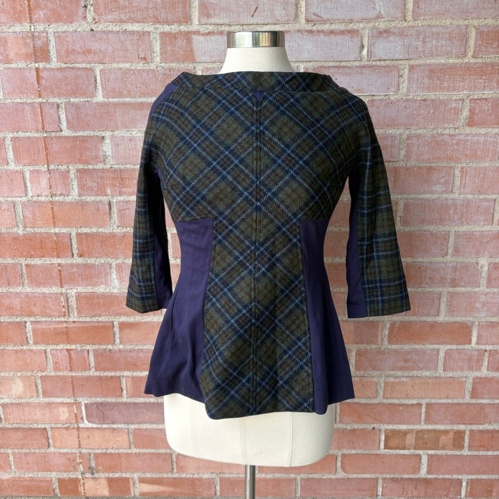 L.A.M.B. Gwen Stefani Wool Cashmere Blend‎ Plaid Top Purple Green Size 4